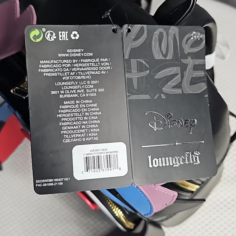LOUNGEFLY VAMPIRE STITCH BOWTIE MINI BACKPACK NWT